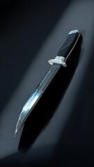 Damascus Nikelli San Mai Bowie Bıçak - El İşi Gravür - Buffalo Boynuz