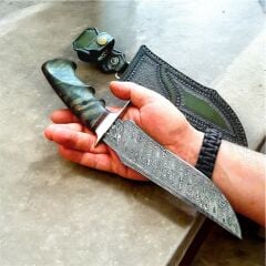 El Yapımı 180 Katman Damascus Bowie Bıçak – Stabilize Mango